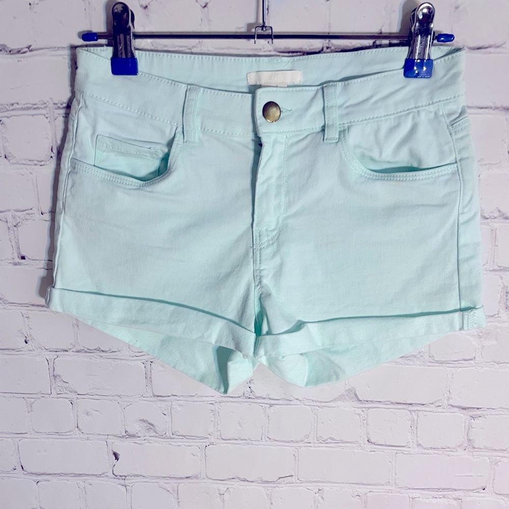 H&M light turquoise mid rise shorts size 2